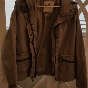 tan hollister leather jacket
